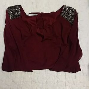 Womens Plus Size Burgandy Maurices Top